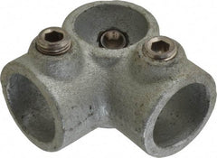 PRO-SAFE - 3/4" Pipe, Two Socket Tee, Malleable Iron Tee Pipe Rail Fitting - Galvanized Finish - Caliber Tooling