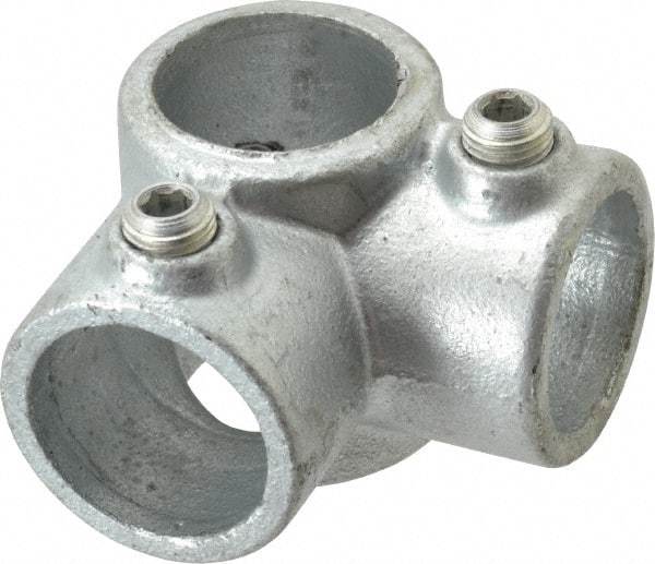 PRO-SAFE - 1" Pipe, Two Socket Tee, Malleable Iron Tee Pipe Rail Fitting - Galvanized Finish - Caliber Tooling