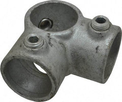 PRO-SAFE - 1-1/4" Pipe, Two Socket Tee, Malleable Iron Tee Pipe Rail Fitting - Galvanized Finish - Caliber Tooling