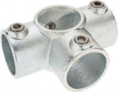 PRO-SAFE - 1-1/2" Pipe, Side Outlet Tee, Malleable Iron Tee Pipe Rail Fitting - Galvanized Finish - Caliber Tooling