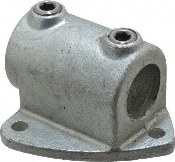 PRO-SAFE - 1-1/4" Pipe, Two Socket Tee, Wall Mount Flange, Malleable Iron Flange Pipe Rail Fitting - Galvanized Finish - Caliber Tooling