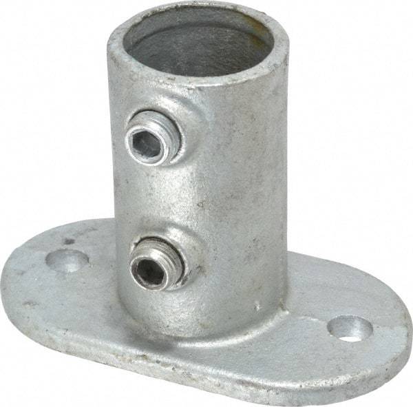 PRO-SAFE - 1-1/4" Pipe, Railing Flange, Malleable Iron Flange Pipe Rail Fitting - Galvanized Finish - Caliber Tooling