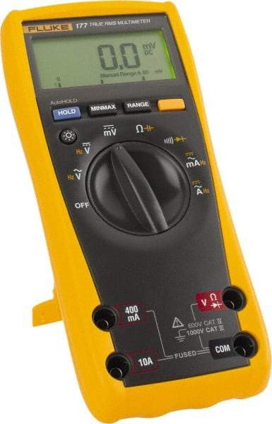 Fluke - 177 ESFP, CAT IV, CAT III, 1,000 VAC/VDC, Digital True RMS Auto Ranging Manual Ranging Multimeter - 50 mOhm, Measures Voltage, Capacitance, Current, Frequency, Resistance - Caliber Tooling