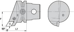 Kennametal - Right Hand Cut, Size KM63, DN.. Insert Compatiblity, External Modular Turning & Profiling Cutting Unit Head - 43mm Ctr to Cutting Edge, 60mm Head Length, Through Coolant, Series Kenlever - Caliber Tooling