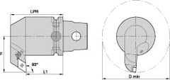 Kennametal - Right Hand Cut, Size KM63, DN.. Insert Compatiblity, Internal Modular Turning & Profiling Cutting Unit Head - 59mm Ctr to Cutting Edge, 95mm Head Length, Through Coolant, Series Kenlever - Caliber Tooling