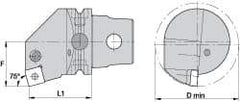 Kennametal - Left Hand Cut, Size KM63, SN.. Insert Compatiblity, Internal Modular Turning & Profiling Cutting Unit Head - 43mm Ctr to Cutting Edge, 60mm Head Length, Through Coolant, Series Kenlever - Caliber Tooling