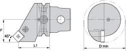 Kennametal - Left Hand Cut, Size KM63, SN.. Insert Compatiblity, Internal Modular Turning & Profiling Cutting Unit Head - 43mm Ctr to Cutting Edge, 68mm Head Length, Through Coolant, Series Kenlever - Caliber Tooling