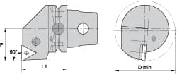 Kennametal - Right Hand Cut, Size KM63, TN.. Insert Compatiblity, Internal Modular Turning & Profiling Cutting Unit Head - 43mm Ctr to Cutting Edge, 60mm Head Length, Through Coolant, Series Kenlever - Caliber Tooling