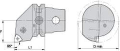 Kennametal - Left Hand Cut, Size KM63, WN.. Insert Compatiblity, Internal Modular Turning & Profiling Cutting Unit Head - 43mm Ctr to Cutting Edge, 60mm Head Length, Through Coolant, Series Kenlever - Caliber Tooling