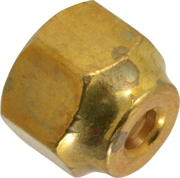 Parker - 3/8 x 1/4" Tube OD, 45° Brass Flared Tube Short Nut - 5/8-18 UNF, Flare Ends - Caliber Tooling