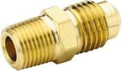 Parker - 3/4" Tube OD, 45° Brass Flared Tube Male Connector - 3/4-14 NPTF, Flare x MNPTF Ends - Caliber Tooling