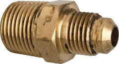 Parker - 5/16" Tube OD, 45° Brass Flared Tube Male Connector - 3/8-18 NPTF, Flare x MNPTF Ends - Caliber Tooling