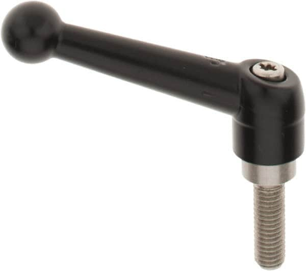 KIPP - M8 x 1.25, 18mm Hub Diam, Zinc Die Cast (Stainless Steel Components) Metric Threaded Stud Adjustable Clamping Lever - 25mm Stud Length, 73mm OAL, 45.5mm High - Caliber Tooling