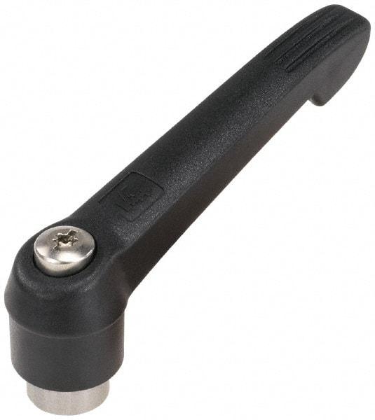 KIPP - M12 x 1.75, 25.5mm Hub Diam, Glass Fiber (Stainless Steel Components) Tapped Adjustable Clamping Lever - 109mm OAL, 61mm High, 17mm Hole Depth - Caliber Tooling