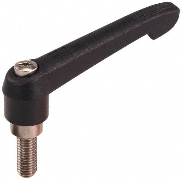 KIPP - 5/16-18, 0.71" Hub Diam, Glass Fiber (Stainless Steel Components) Threaded Stud Adjustable Clamping Lever - 1.97" Stud Length, 2.95" OAL, 1.63" High - Caliber Tooling