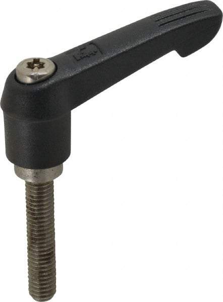 KIPP - M6 x 1.0, 13mm Hub Diam, Glass Fiber (Stainless Steel Components) Metric Threaded Stud Adjustable Clamping Lever - 30mm Stud Length, 47mm OAL, 30mm High - Caliber Tooling