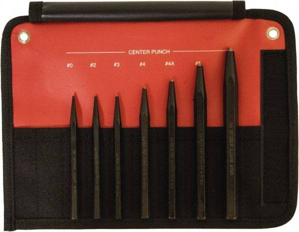 Mayhew - 7 Piece, 1/16 to 1/4", Center Punch Set - Hex Shank, Steel, Comes in Kit Bag - Caliber Tooling