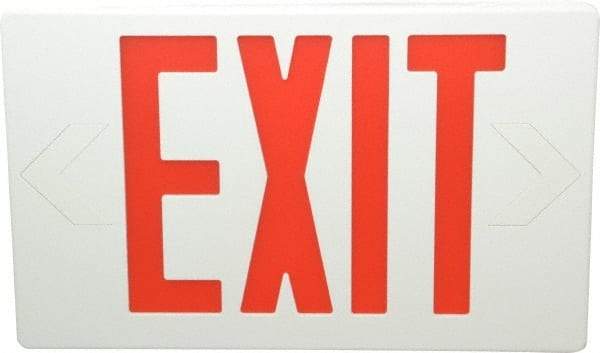 Mule - 1 Face, 5 Watt, White, Polycarbonate, LED, Illuminated Exit Sign - 120/277 VAC, Nickel Cadmium, Universal Mounted, 12 Inch Long x 1-1/2 Inch Wide x 7-1/2 Inch High - Caliber Tooling