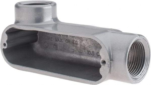 Thomas & Betts - LL Body, 1" Trade, IMC, Rigid Aluminum Conduit Body - Oval, 4-7/8" OAL, 11.8 cc Capacity, Gray - Caliber Tooling