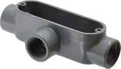 Thomas & Betts - T Body, 1/2" Trade, IMC, Rigid Aluminum Conduit Body - Oval, 4-3/8" OAL, 4.3 cc Capacity, Gray - Caliber Tooling