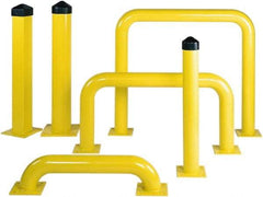 Eagle - 6-5/8" Diam x 36" High, Yellow Steel Bollard - 10" Wide x 10" Long Mounting Plate, 65 Lb - Caliber Tooling