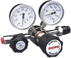 Miller-Smith - 660 CGA Inlet Connection, 100 Max psi, Corrosive Service Gases Welding Regulator - Stainless Steel Diaphragm Valve with 1/4" Swagelok Tube Fitting Thread - Exact Industrial Supply