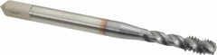 Accupro - #8-32 UNC 3 Flute 3B Modified Bottoming Spiral Flute Tap - Powdered Metal, TiCN Finish, 2-1/8" OAL, Right Hand Flute, Right Hand Thread, H2 - Caliber Tooling