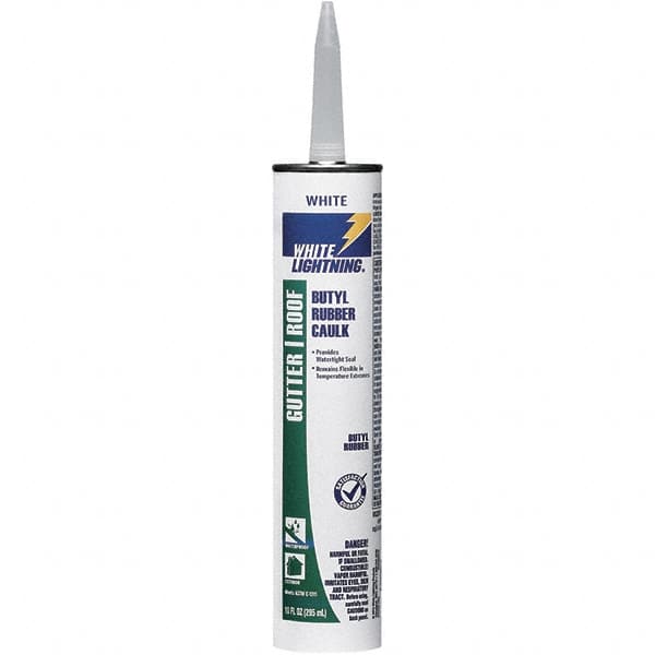 White Lightning - 10 oz Cartridge White Butyl Rubber Caulk - -40 to 180°F Operating Temp, 24 to 48 hr Full Cure Time - Caliber Tooling