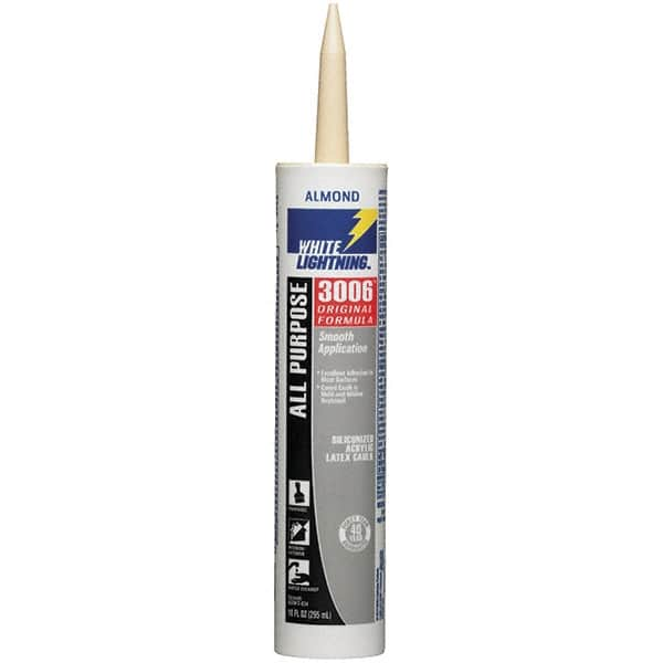 White Lightning - 10 oz Cartridge Almond Acrylic & Latex Caulk - -30 to 180°F Operating Temp, 12 min Tack Free Dry Time, Series 3006 - Caliber Tooling