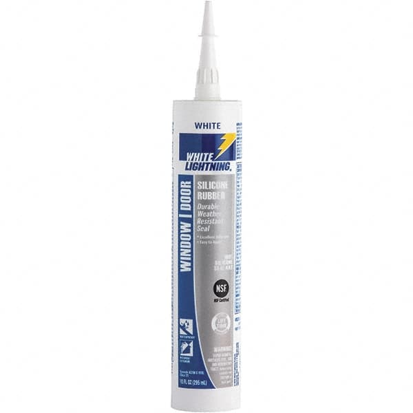 White Lightning - 10 oz Cartridge White RTV Silicone Joint Sealant - -80 to 450°F Operating Temp, 30 min Tack Free Dry Time, 24 hr Full Cure Time - Caliber Tooling