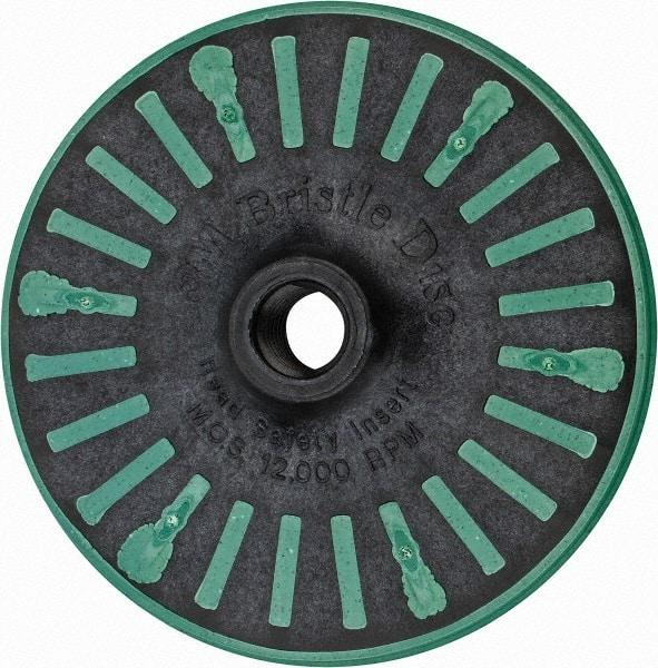 3M - 4-1/2" 50 Grit Ceramic Straight Disc Brush - Coarse Grade, Threaded Hole Connector, 3/4" Trim Length, 5/8-11 Threaded Arbor Hole - Caliber Tooling