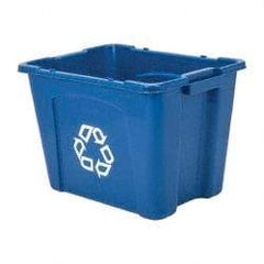 Rubbermaid - 14 Gal Blue Rectangle Recycling Container - Polyethylene, 14-3/4" High x 20-3/4" Long x 16" Wide - Caliber Tooling