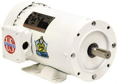 US Motors - 1 hp, TENV Enclosure, No Thermal Protection, 3,450 RPM, 208-230/460 Volt, 60 Hz, Three Phase Energy Efficient Motor - Size 56C Frame, C-Face/Base Mount, 1 Speed, Ball Bearings, 2.534 Full Load Amps, F Class Insulation, Reversible - Caliber Tooling