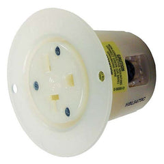 Hubbell Wiring Device-Kellems - 250V 20A NEMA 6-20R Commercial Grade White Straight Blade Flanged Receptacle - Caliber Tooling