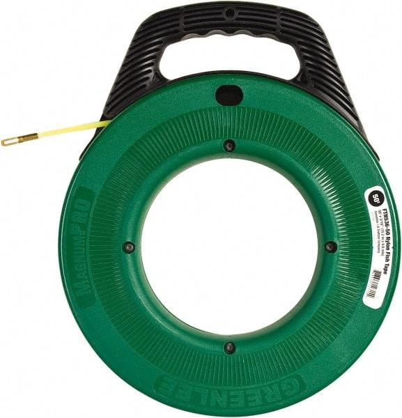 Greenlee - 50 Ft. Long x 3/16 Inch Wide, Nylon Fish Tape - 250 Lb. Pulling Strength, Includes Case - Caliber Tooling