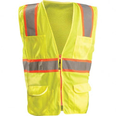 OccuNomix - Size 5XL HI-Vis Orange Mesh/Solid Surveyor's High Visibility Vest - Caliber Tooling