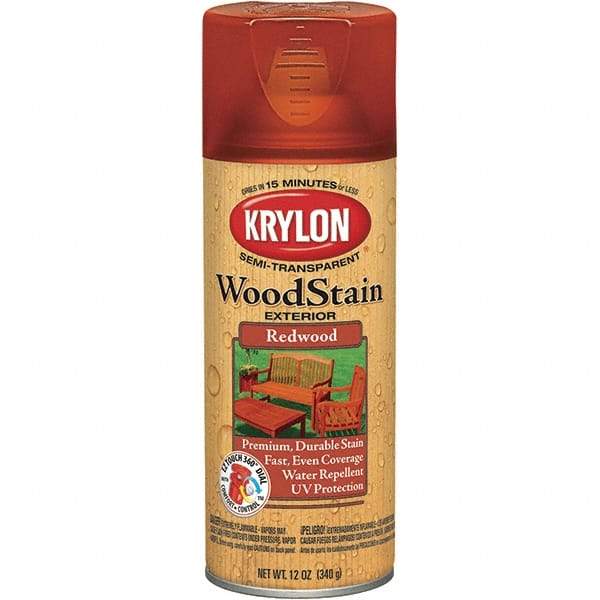 Krylon - 0.5 Qt Aerosol Can Redwood Wood Stain - Oil-Based, Semi-Transparent - Caliber Tooling