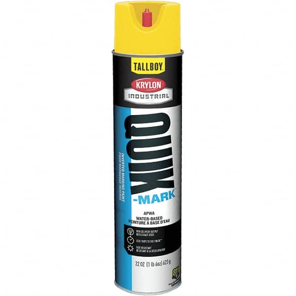 Krylon - 25 fl oz Yellow Marking Paint - 35 to 71 Sq Ft Coverage, Water-Based Formula - Caliber Tooling