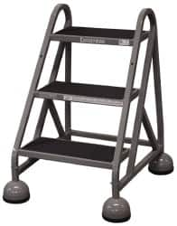 Cotterman - 33" 3 Step MasterStep Rolling Office Ladder - Assembled, 450 Lb Capacity, 27" Platform Height, 25" Base Width x 34" Base Depth, Rubber Matted - Caliber Tooling