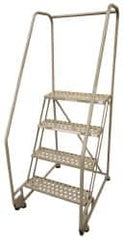 Cotterman - 80" 5 Step TiltNRoll Rolling Ladder - Assembled, 450 Lb Capacity, 50" Platform Height, 28" Base Width x 43" Base Depth, Perforated Tread - Caliber Tooling