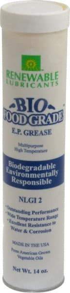 Renewable Lubricants - 14 oz Cartridge Biobased Extreme Pressure Grease - White, Extreme Pressure, Food Grade & High Temperature, 590°F Max Temp, NLGIG 2, - Caliber Tooling