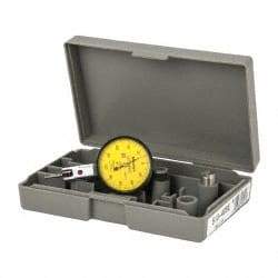 Mitutoyo - 0.2 mm Range, 0.002 mm Dial Graduation, Horizontal Dial Test Indicator - 1.5748 Inch Yellow Dial, 0-100-0 Dial Reading, Accurate to 0.003 Inch - Caliber Tooling