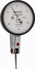 Mitutoyo - 0.03 Inch Range, 0.0005 Inch Dial Graduation, Horizontal Dial Test Indicator - 1.5748 Inch White Dial, 0-15-0 Dial Reading, Accurate to 0.0005 Inch - Caliber Tooling