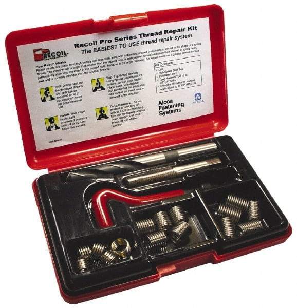 Value Collection - 18 Inserts, 1/2-13, 1/2-13 UNC, Thread Repair Kit - 0.75" Insert Length - Exact Industrial Supply