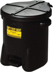 Eagle - 10 Gallon Capacity, HDPE Waste Can with Foot Lever - 18 Inch Long x 22 Inch Wide/Diameter x 18 Inch High, Black, Foot or Hand Operated, Approved FM and OSHA - Caliber Tooling