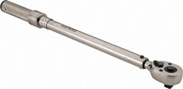 CDI - 1/2" Drive Micrometer Torque Wrench - 34 N/m to 197 N/m Torque, 19" OAL, 1.4 N/m Graduation, Pear Head - Caliber Tooling