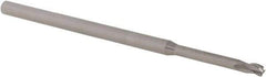 Accupro - 3/32", 3 Flute, Single End, Solid Carbide, 0.015" Corner Radius End Mill - 2-1/2" OAL, 30° Helix, Right Hand Flute, 0.139" LOC, Right Hand Cut, 3/4" Extended Reach - Caliber Tooling