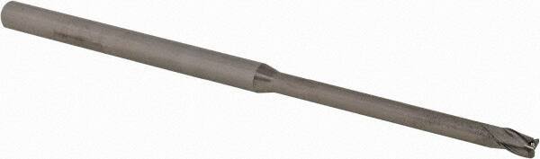 Accupro - 3/32", 3 Flute, Single End, Solid Carbide, 0.015" Corner Radius End Mill - 2-1/2" OAL, 30° Helix, Right Hand Flute, 0.139" LOC, Right Hand Cut, 1-1/8" Extended Reach - Caliber Tooling