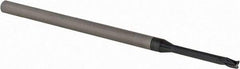 Accupro - 5/64", 3 Flute, Single End, Solid Carbide, 0.01" Corner Radius End Mill - 2-1/2" OAL, 30° Helix, Right Hand Flute, 0.117" LOC, Right Hand Cut, 5/8" Extended Reach - Caliber Tooling