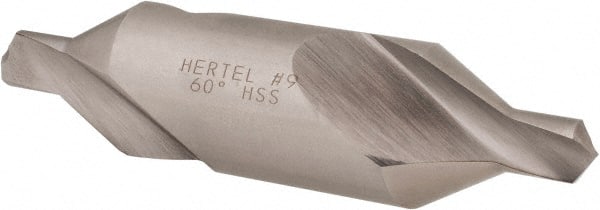 Hertel - #9 Plain Cut 60° Incl Angle High Speed Steel Combo Drill & Countersink - Caliber Tooling